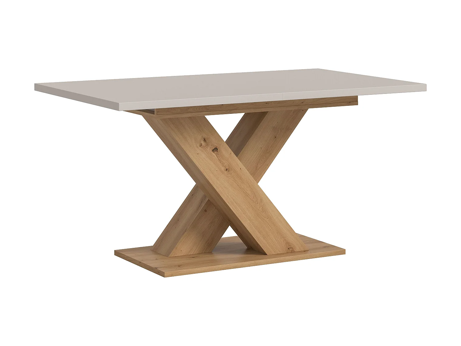 Table de salle à manger MOTION (lxhxp : env. 150x76x90 cm)avec plateau cachemire/ pied en X aspect chêne artisan