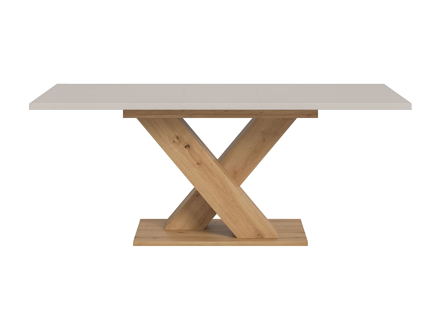Table de salle à manger MOTION (lxhxp : env. 150x76x90 cm)avec plateau cachemire/ pied en X aspect chêne artisan
