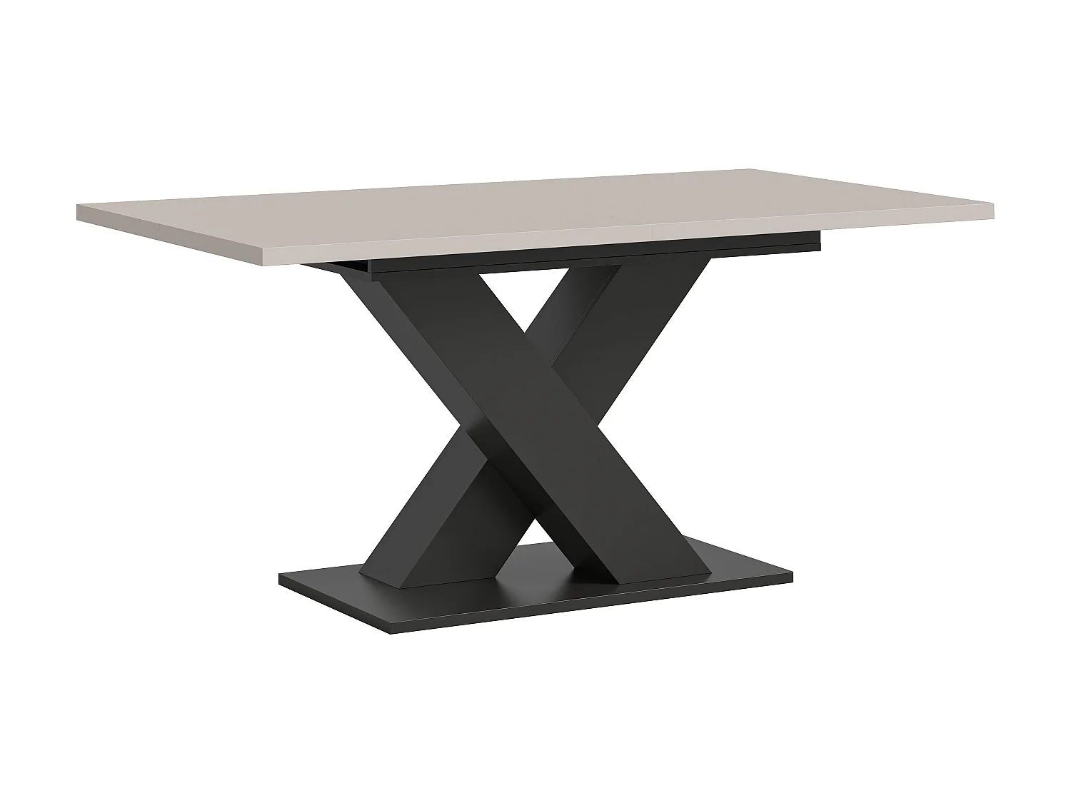 Table de salle à manger MOTION  (lxhxp : env. 150x76x90 cm)avec plateau en cachemire / pied en X  gris