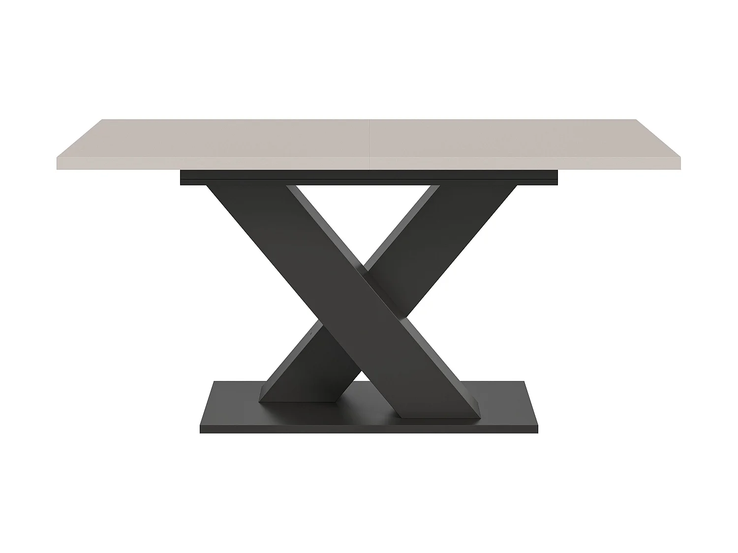 Table de salle à manger MOTION  (lxhxp : env. 150x76x90 cm)avec plateau en cachemire / pied en X  gris