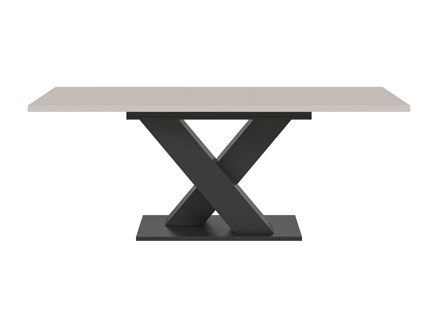 Table de salle à manger MOTION  (lxhxp : env. 150x76x90 cm)avec plateau en cachemire / pied en X  gris