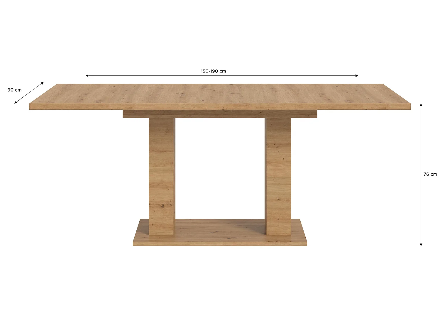 Table de salle à manger MOTION (lxhxp : env. 150x76x90 cm)  avec plateau /pied en U aspect chêne