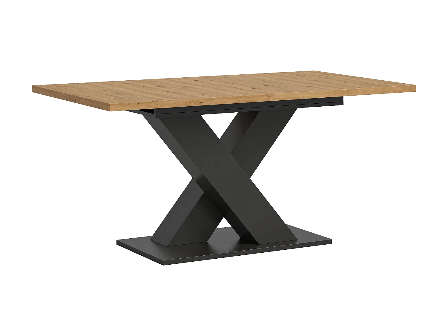 Table de salle à manger MOTION  (lxhxp : env. 150x76x90 cm) avec plateau aspect chêne /pied en V gris