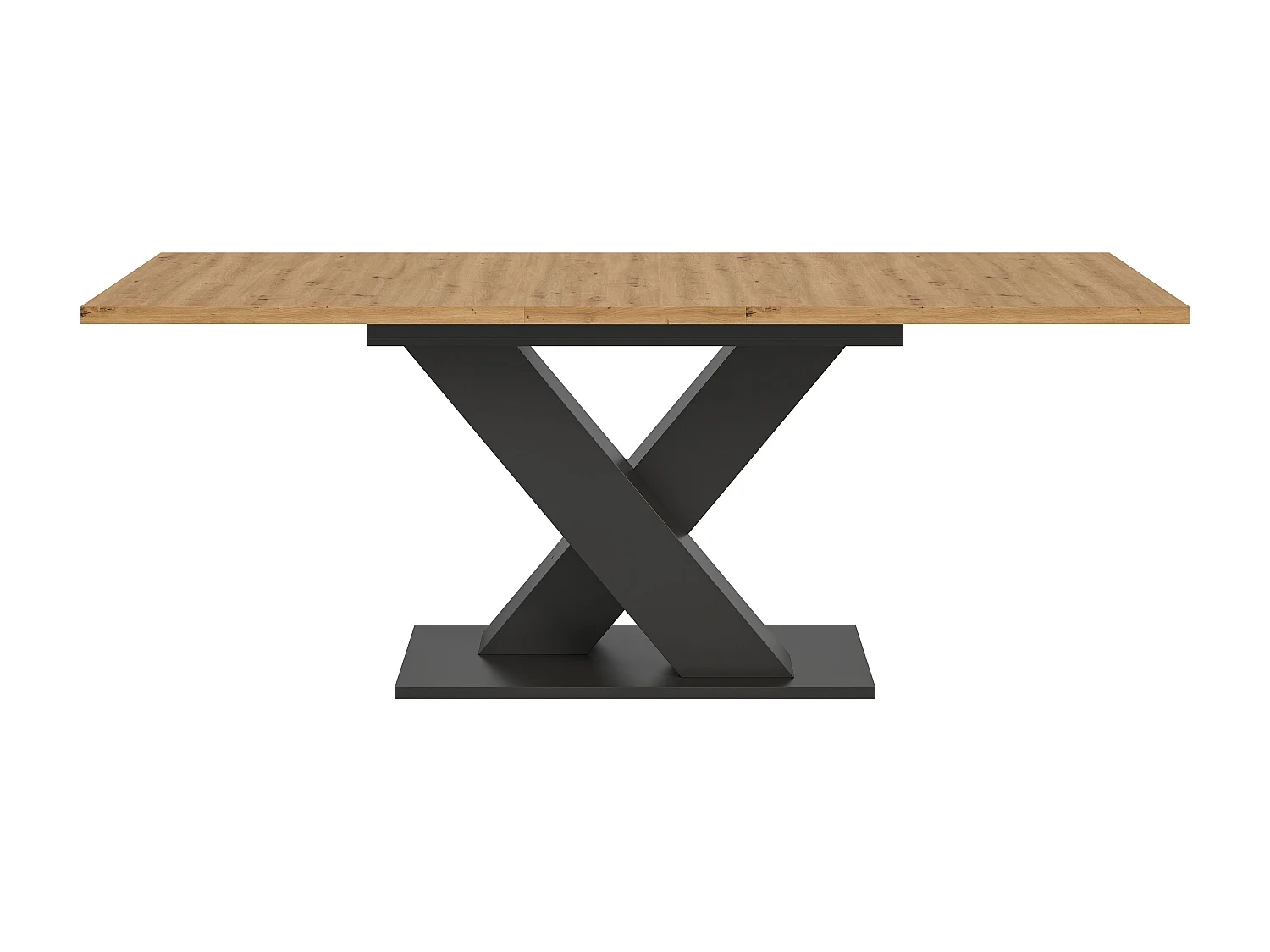 Table de salle à manger MOTION  (lxhxp : env. 150x76x90 cm) avec plateau aspect chêne /pied en V gris