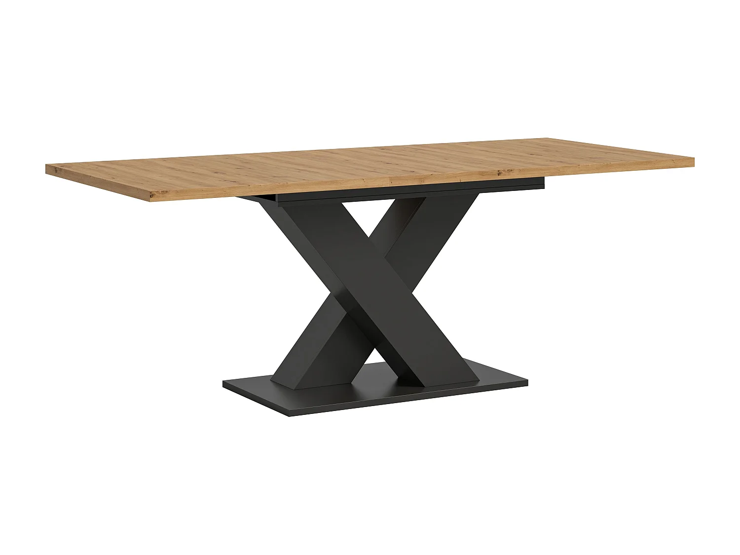 Table de salle à manger MOTION  (lxhxp : env. 150x76x90 cm) avec plateau aspect chêne /pied en V gris