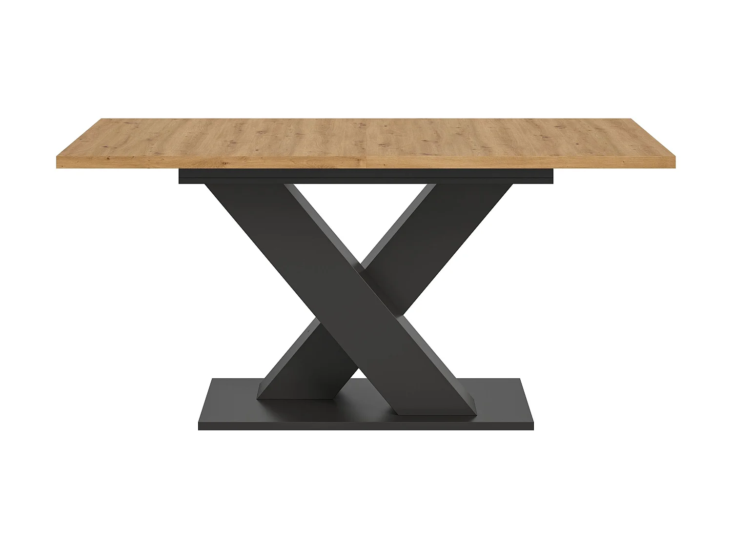 Table de salle à manger MOTION  (lxhxp : env. 150x76x90 cm) avec plateau aspect chêne /pied en V gris