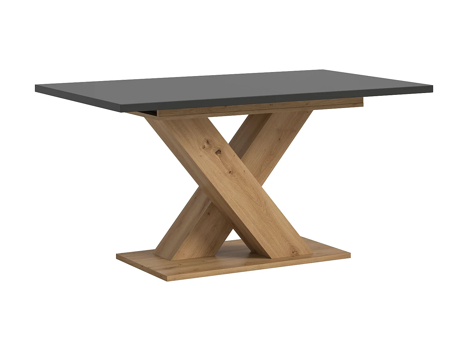 Table de salle à manger MOTION (lxhxp : env. 150x76x90 cm) avec plateau gris /pied en X chêne artisan