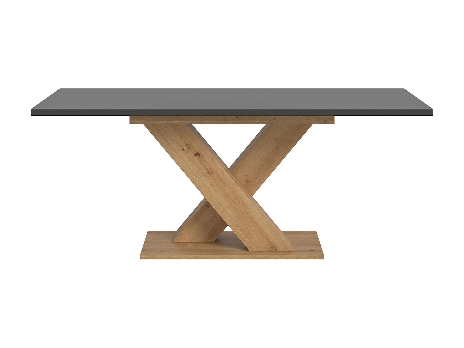 Table de salle à manger MOTION (lxhxp : env. 150x76x90 cm) avec plateau gris /pied en X chêne artisan