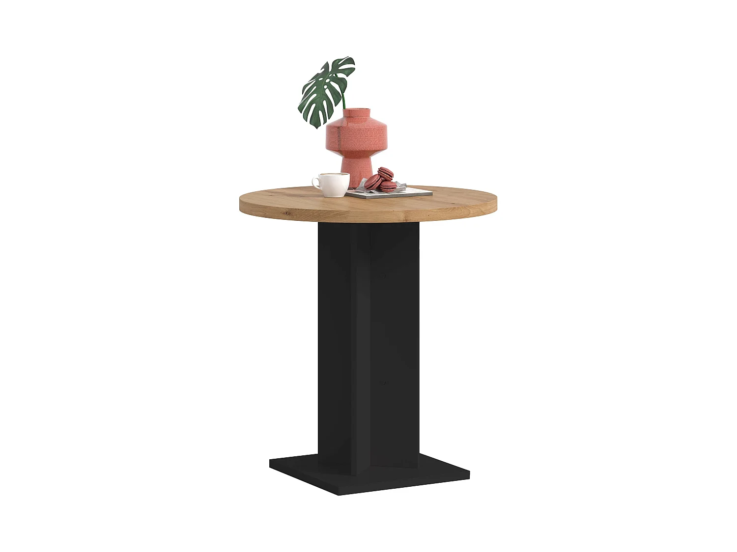 Table de salle à manger GUSTAV   (lxhxp : env. 70x76x70 cm) avec plateau  chêne artisan/pied noir