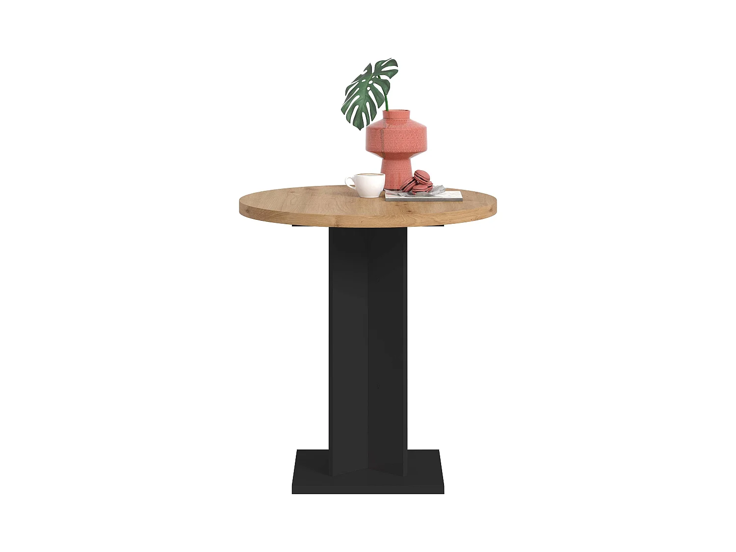 Table de salle à manger GUSTAV   (lxhxp : env. 70x76x70 cm) avec plateau  chêne artisan/pied noir