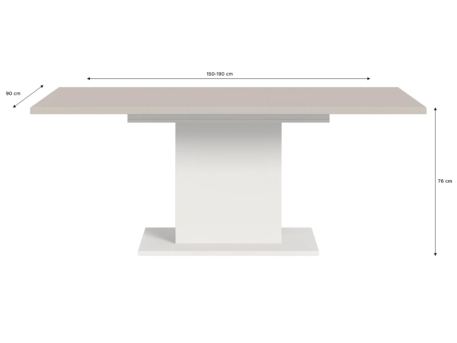 Table de salle à manger MOTION (lxhxp : env. 150x76x90 cm) avec plateau en cachemire/ pied  central blanc