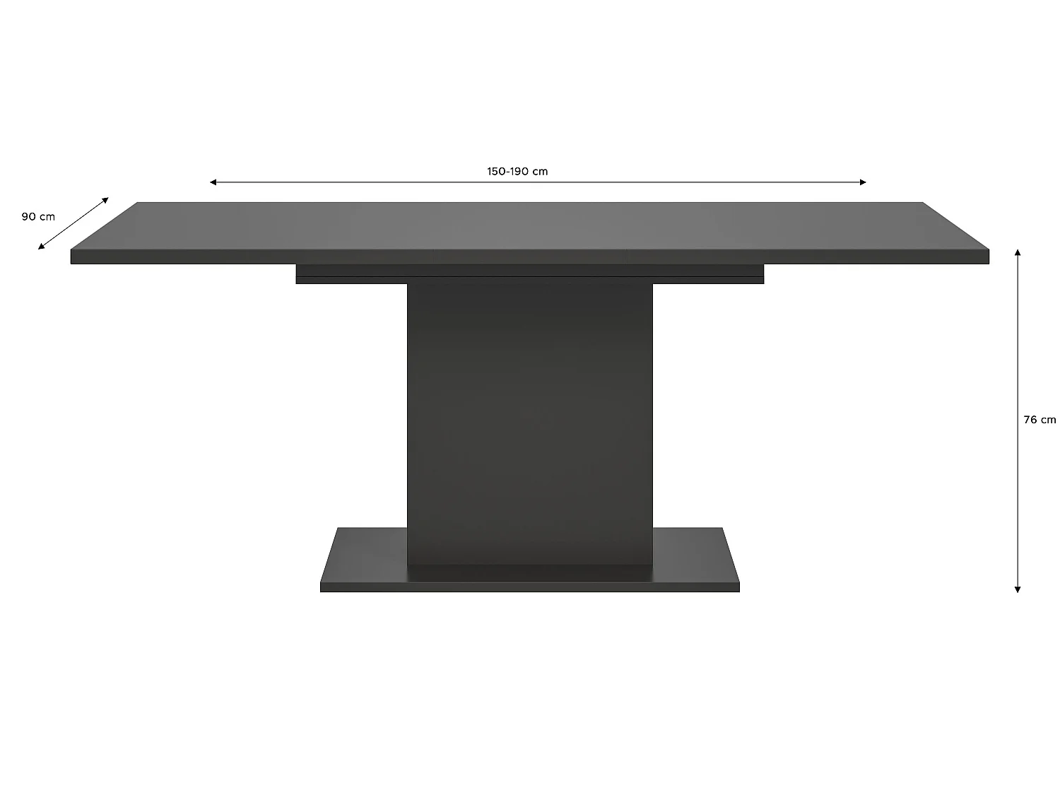 Table de salle à manger MOTION  (lxhxp : env. 150x76x90 cm) , avec plateau /pied central gris