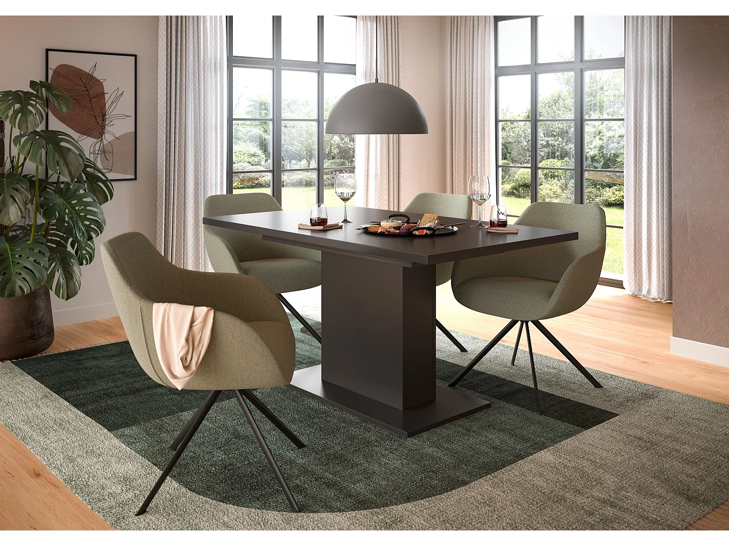 Table de salle à manger MOTION  (lxhxp : env. 150x76x90 cm) , avec plateau /pied central gris