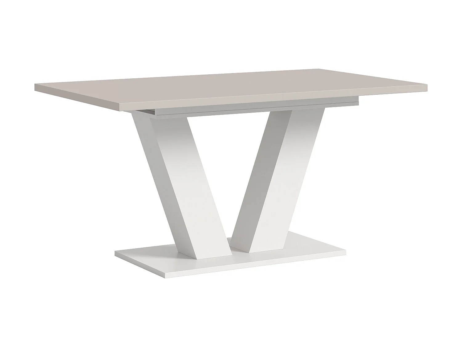 Table de salle à manger MOTION (lxhxp : env. 150x76x90 cm)avec plateau en cachemire et pied en V blanc