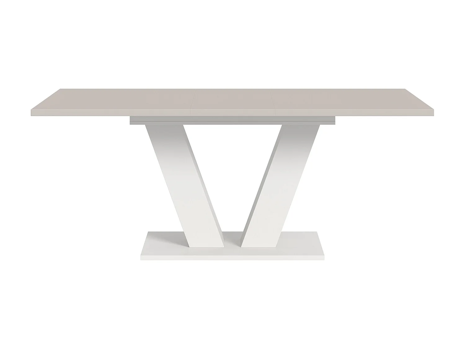 Table de salle à manger MOTION (lxhxp : env. 150x76x90 cm)avec plateau en cachemire et pied en V blanc