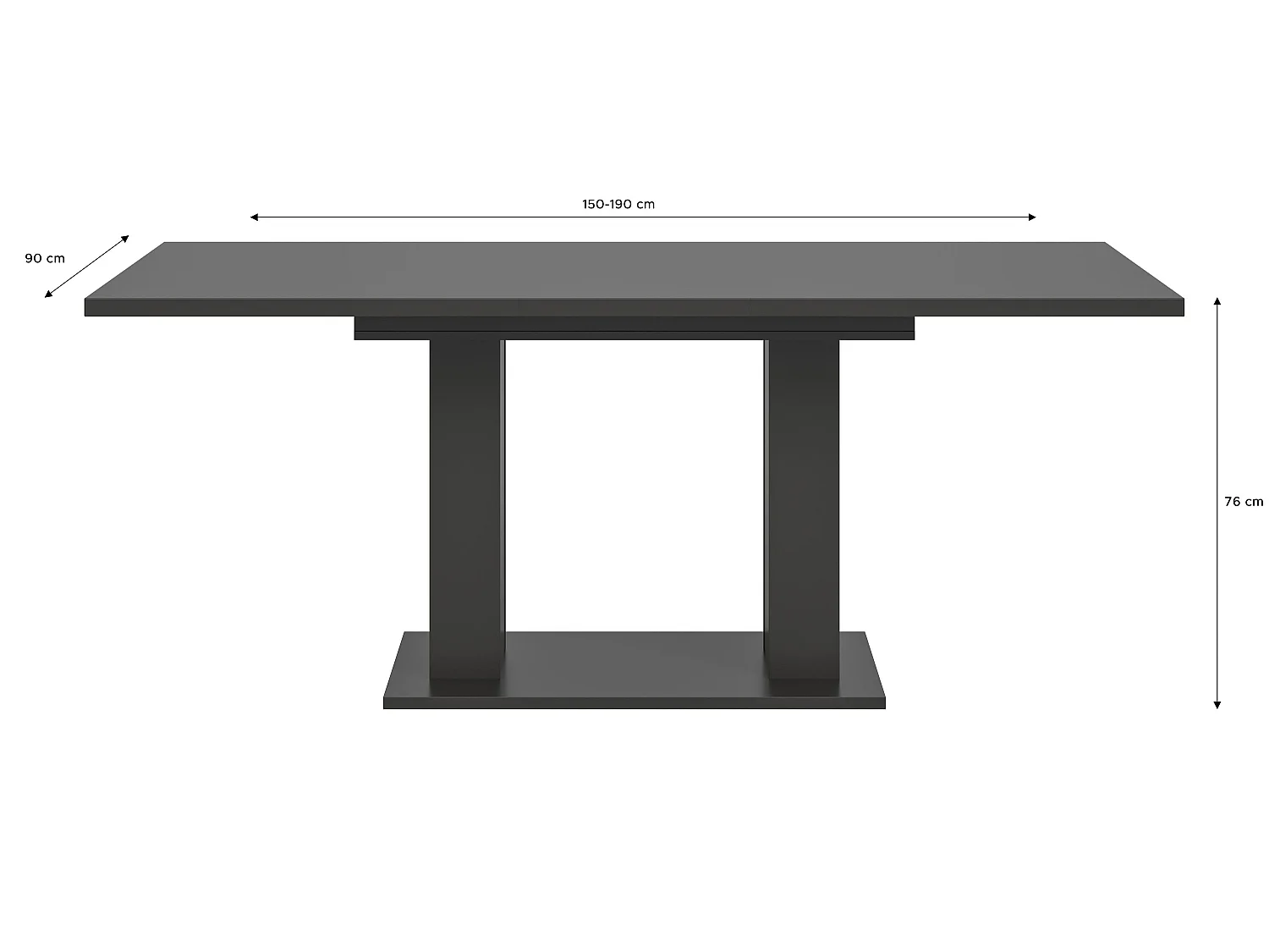 Table de salle à manger MOTION  (lxhxp : env. 150x76x90 cm)avec plateau /pied en U gris