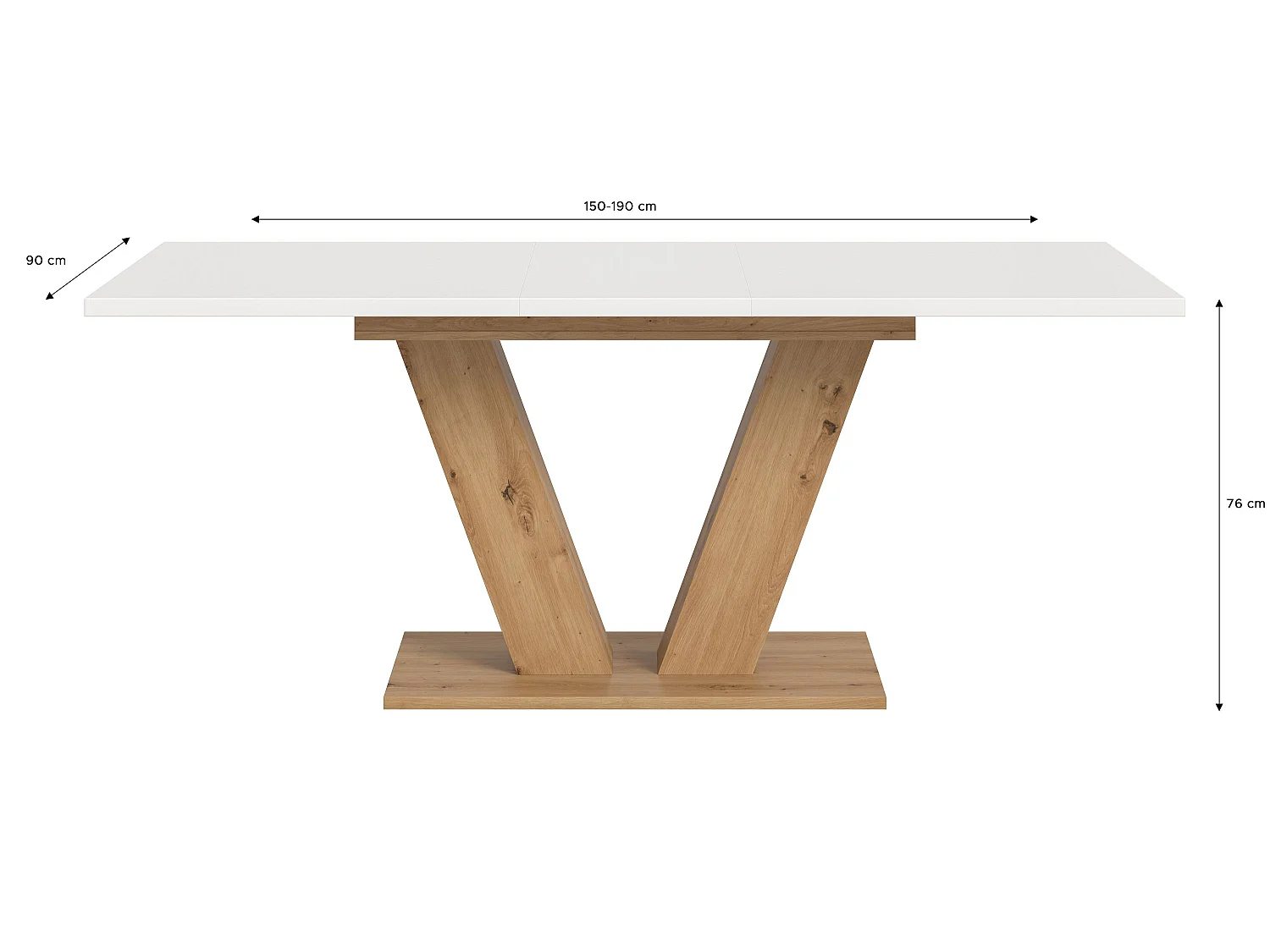 Table de salle à manger MOTION (LxHxP : env. 150x76x90 cm) Chêne Artisan et blanc