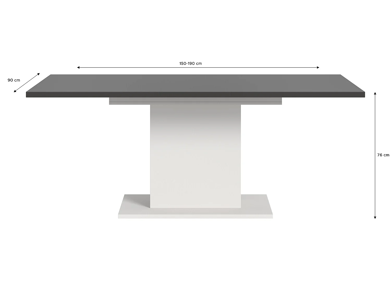 Table de salle à manger MOTION (lxhxp : env. 150x76x90 cm) avec plateau  gris /pied central blanc