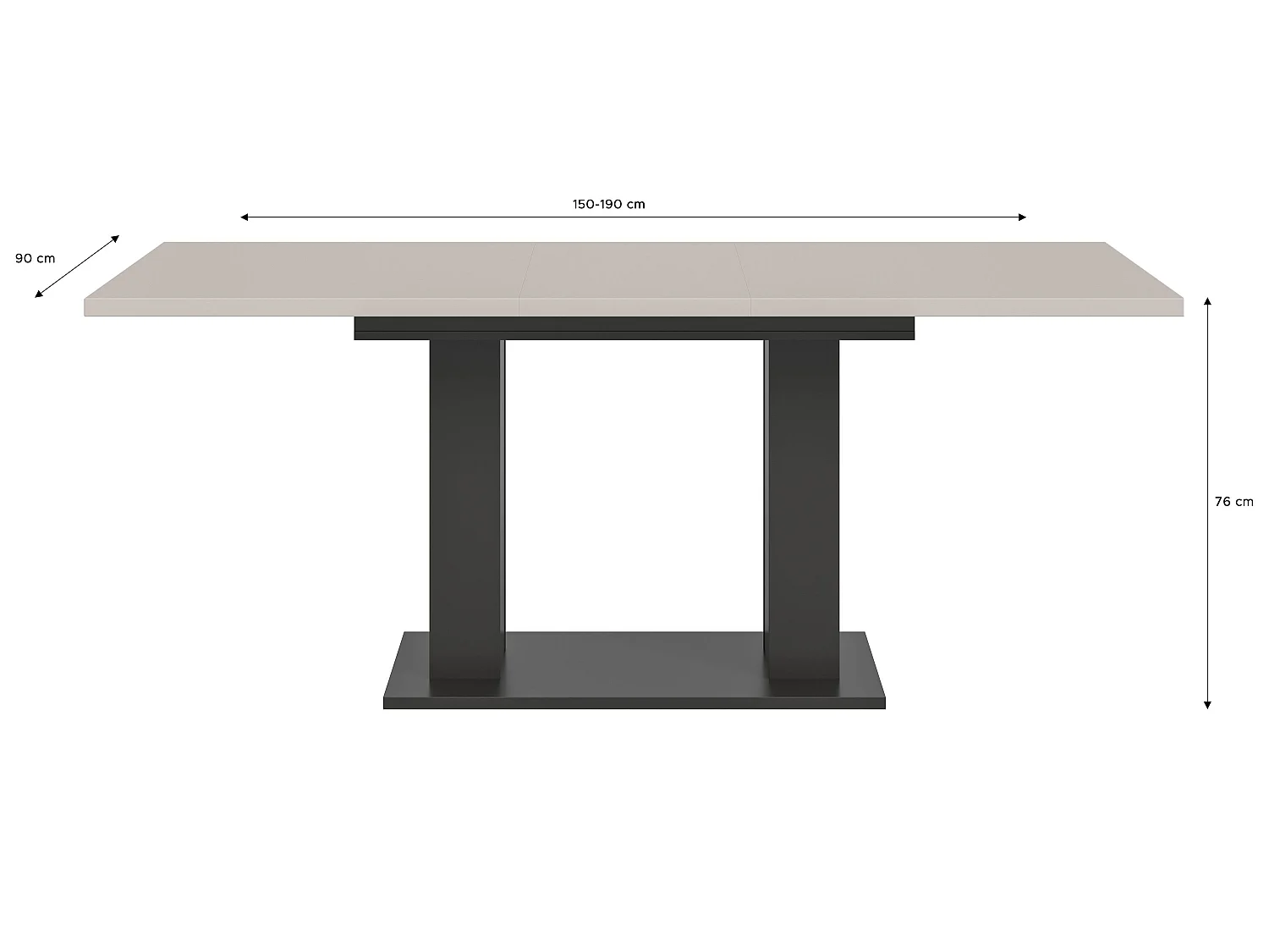 Table de salle à manger MOTION  (lxhxp : env. 150x76x90 cm) avec plateau cachemire/ pied en U gris