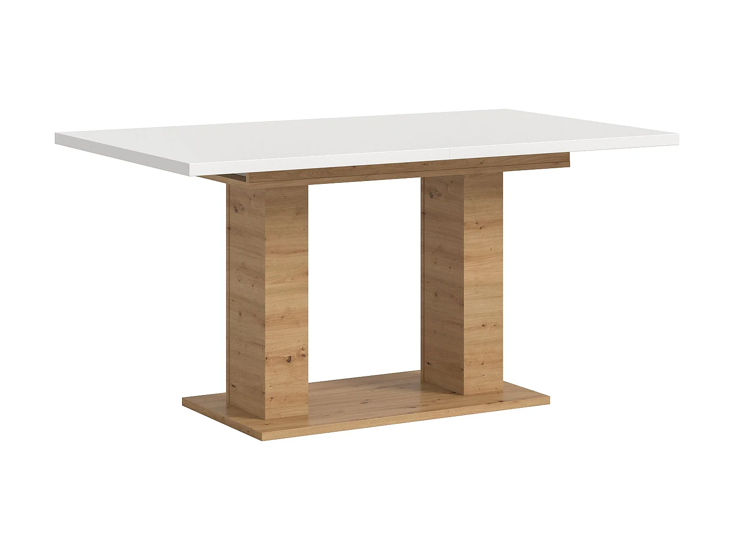 Table de salle à manger MOTION (lxhxp : env. 150x76x90 cm) avec plateau blanc / pied en U aspect chêne