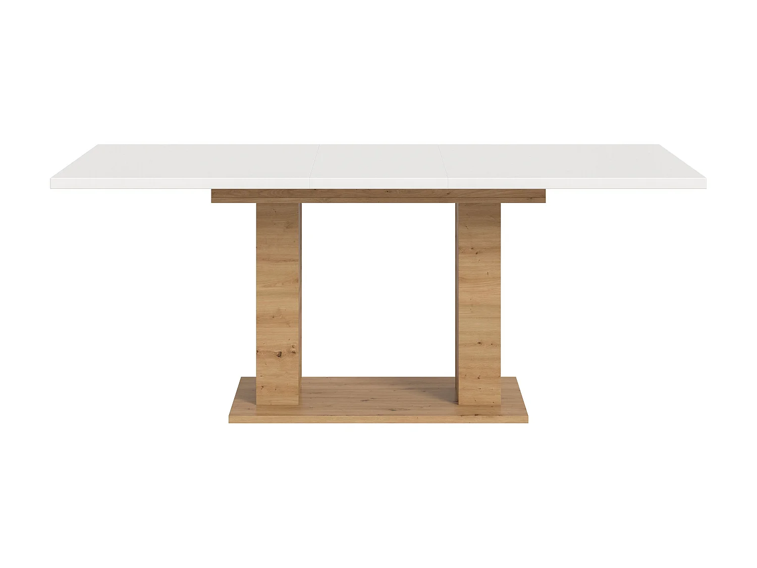 Table de salle à manger MOTION (lxhxp : env. 150x76x90 cm) avec plateau blanc / pied en U aspect chêne