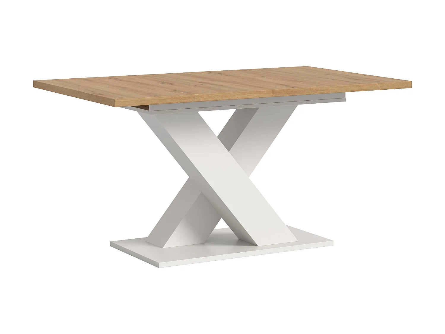 Table de salle à manger MOTION  (lxhxp : env. 150x76x90 cm)avec plateau chêne artisan/pied en X blanc