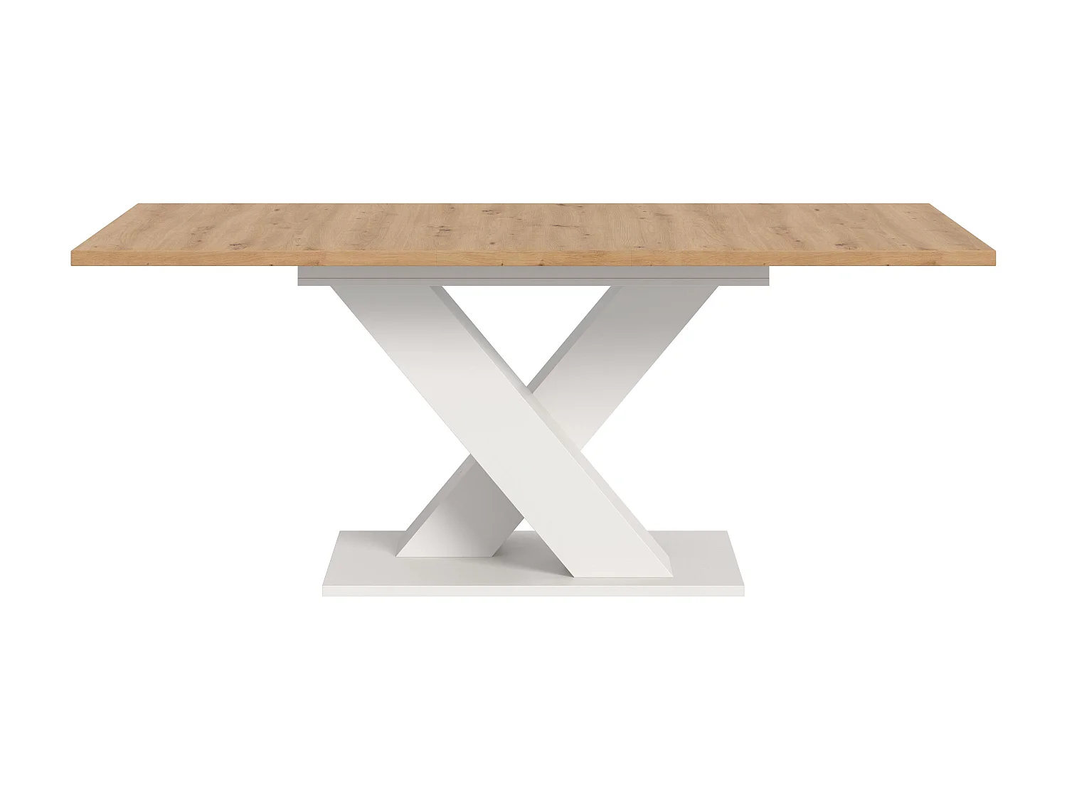 Table de salle à manger MOTION  (lxhxp : env. 150x76x90 cm)avec plateau chêne artisan/pied en X blanc