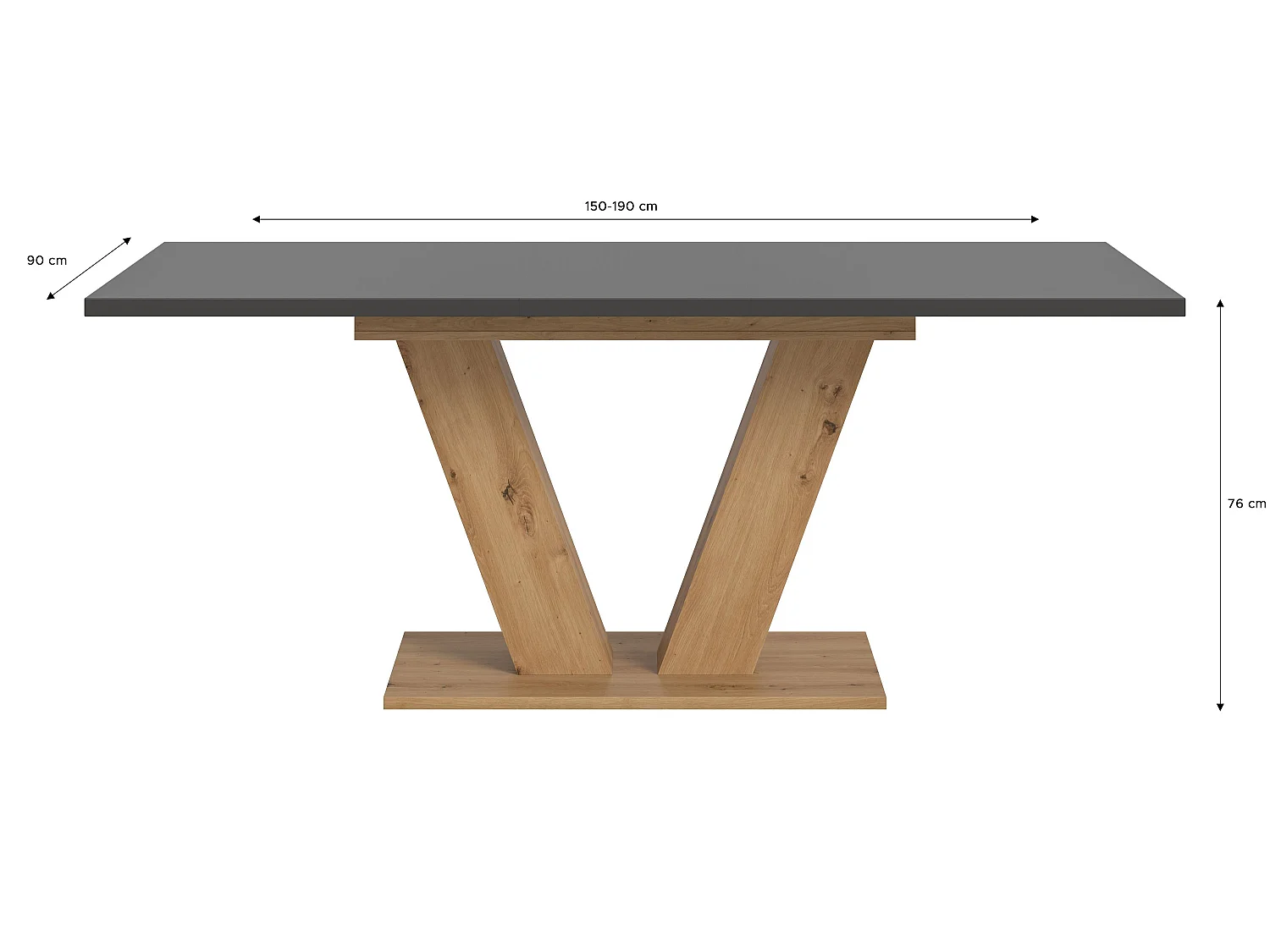 Table de salle à manger MOTION (LxHxP : env. 150x76x90 cm) chêne artisanal et gris