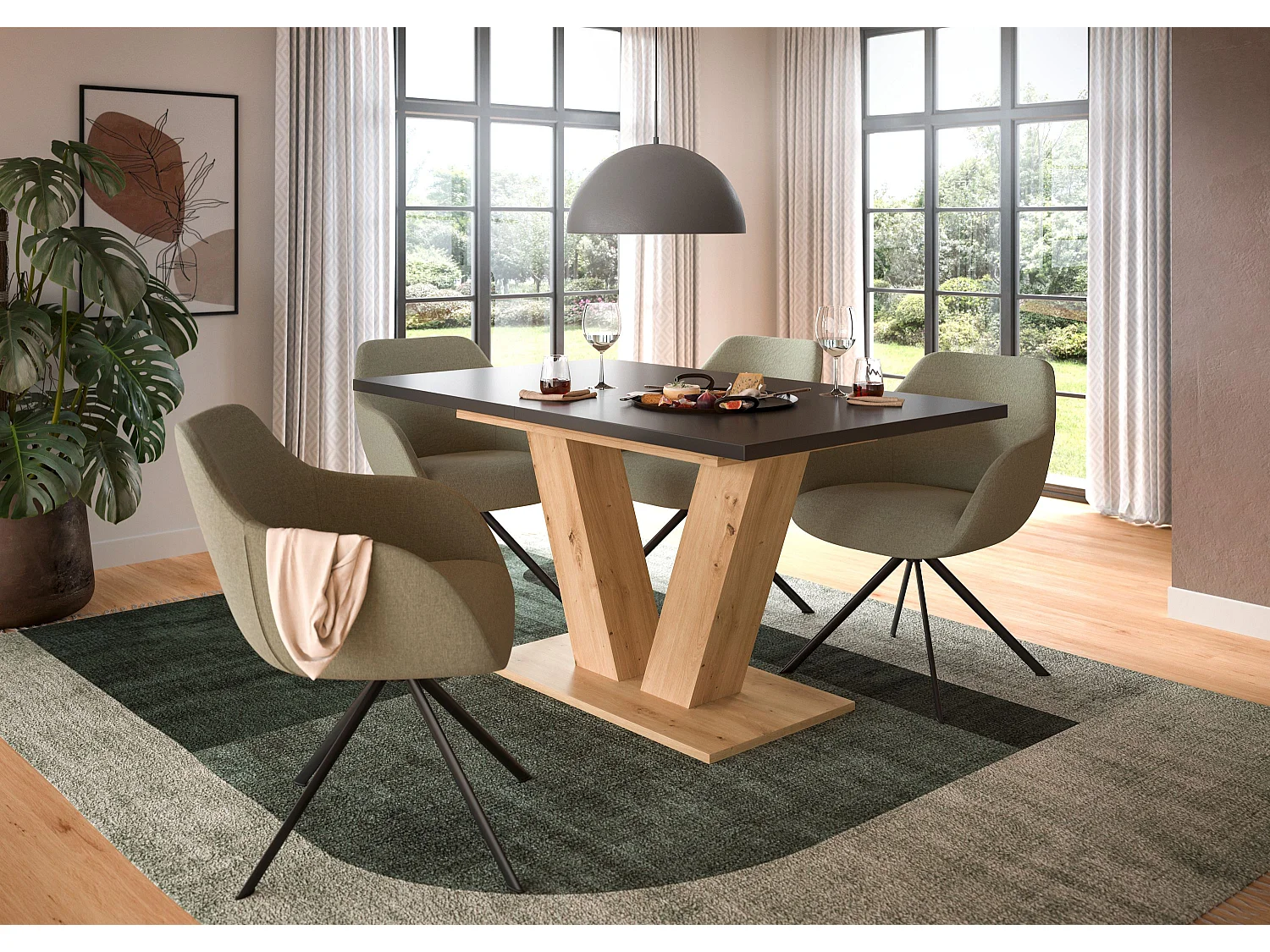 Table de salle à manger MOTION (LxHxP : env. 150x76x90 cm) chêne artisanal et gris
