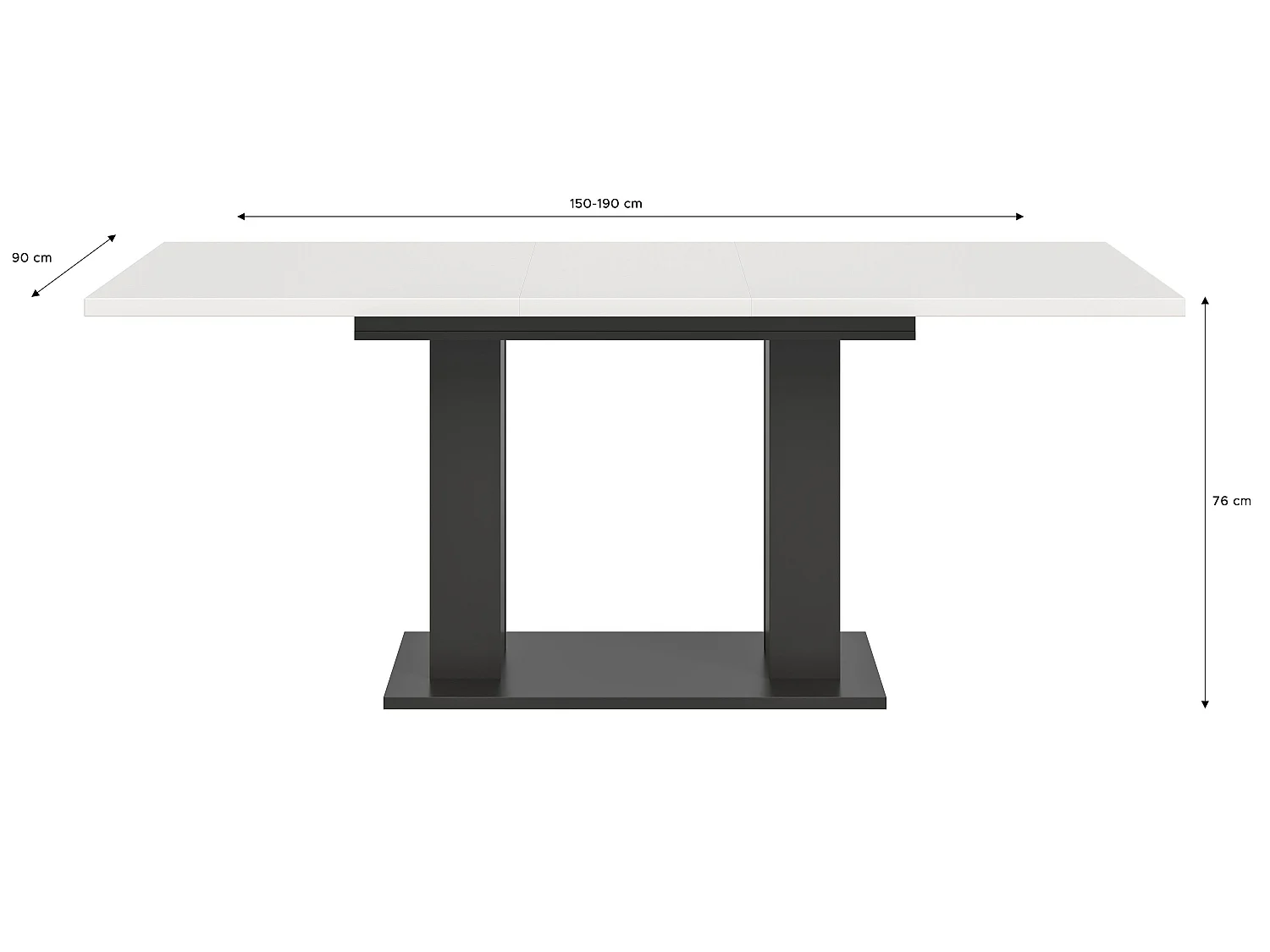 Table de salle à manger MOTION (lxhxp : env. 150x76x90 cm) avec plateau balnc /pied en U  gris