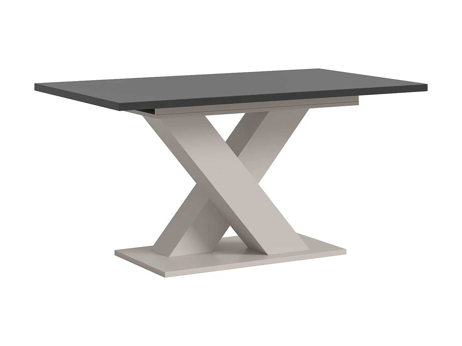 Table de salle à manger MOTION  (lxhxp : env. 150x76x90 cm) avec plateau gris /pied en X cachemire