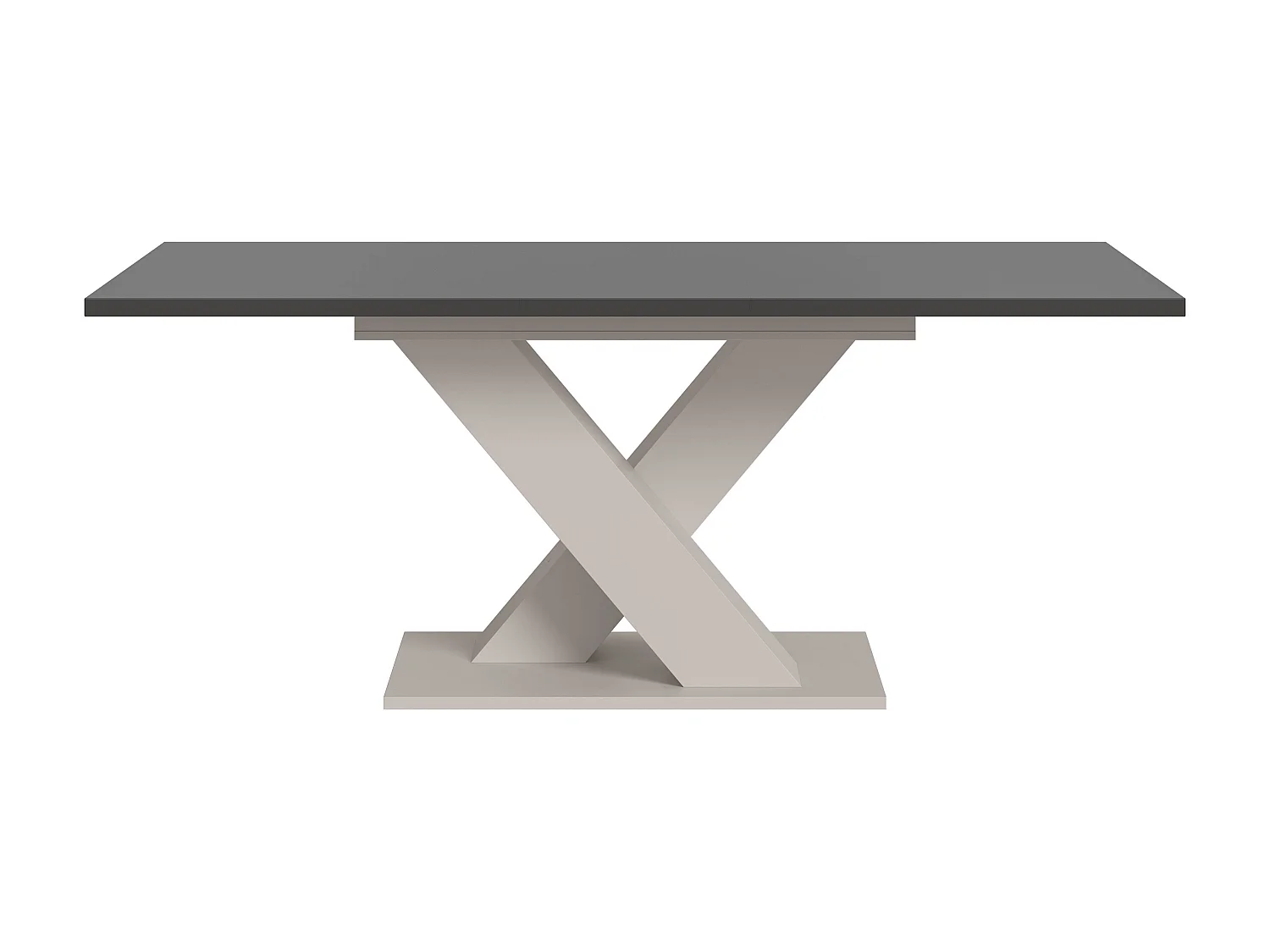 Table de salle à manger MOTION  (lxhxp : env. 150x76x90 cm) avec plateau gris /pied en X cachemire