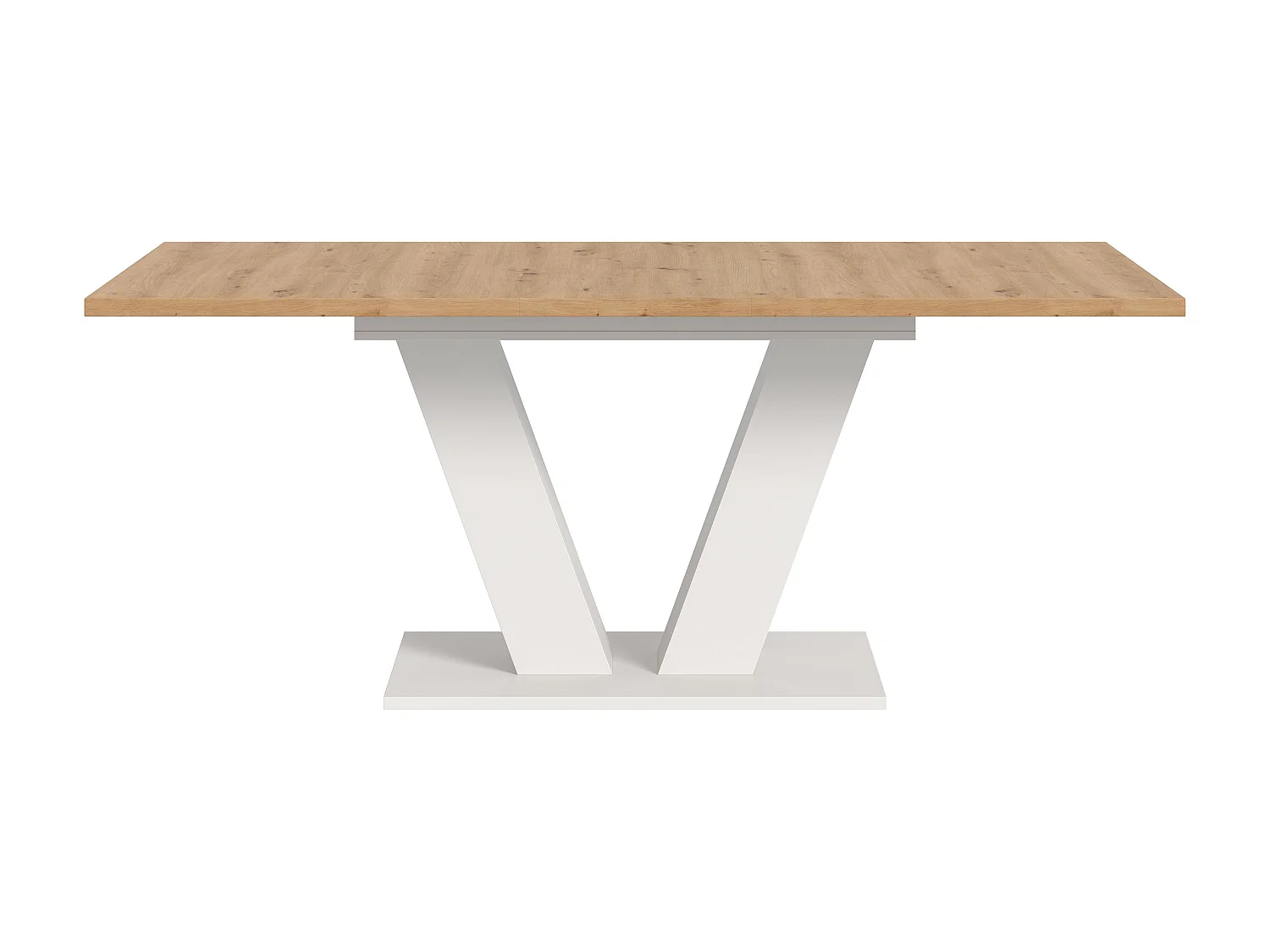 Table de salle à manger MOTION (lxhxp : env. 150x76x90 cm) avec plateau aspect chêne/ pied en V blanc
