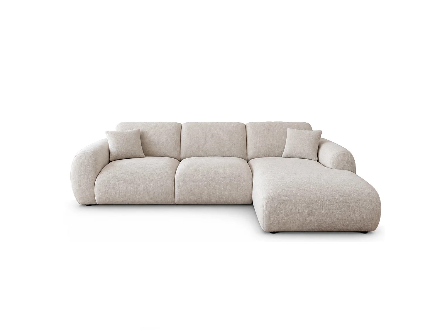 Canapé d'angle droit Barnabé tissu chenille Beige
