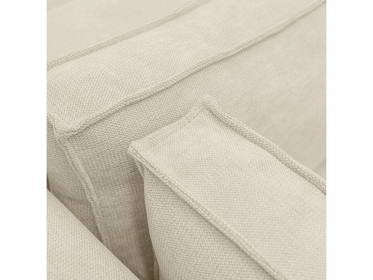 Canapé d'angle à gauche convertible 3 places avec coffre en tissu chenille beige foncé - Barani