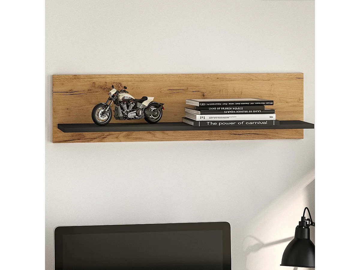 Etagère murale Zoran Noir et Bois