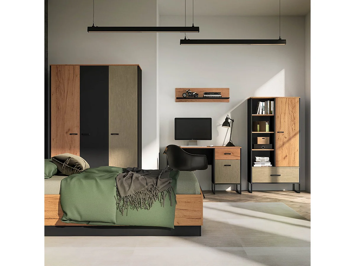 Etagère murale Zoran Noir et Bois