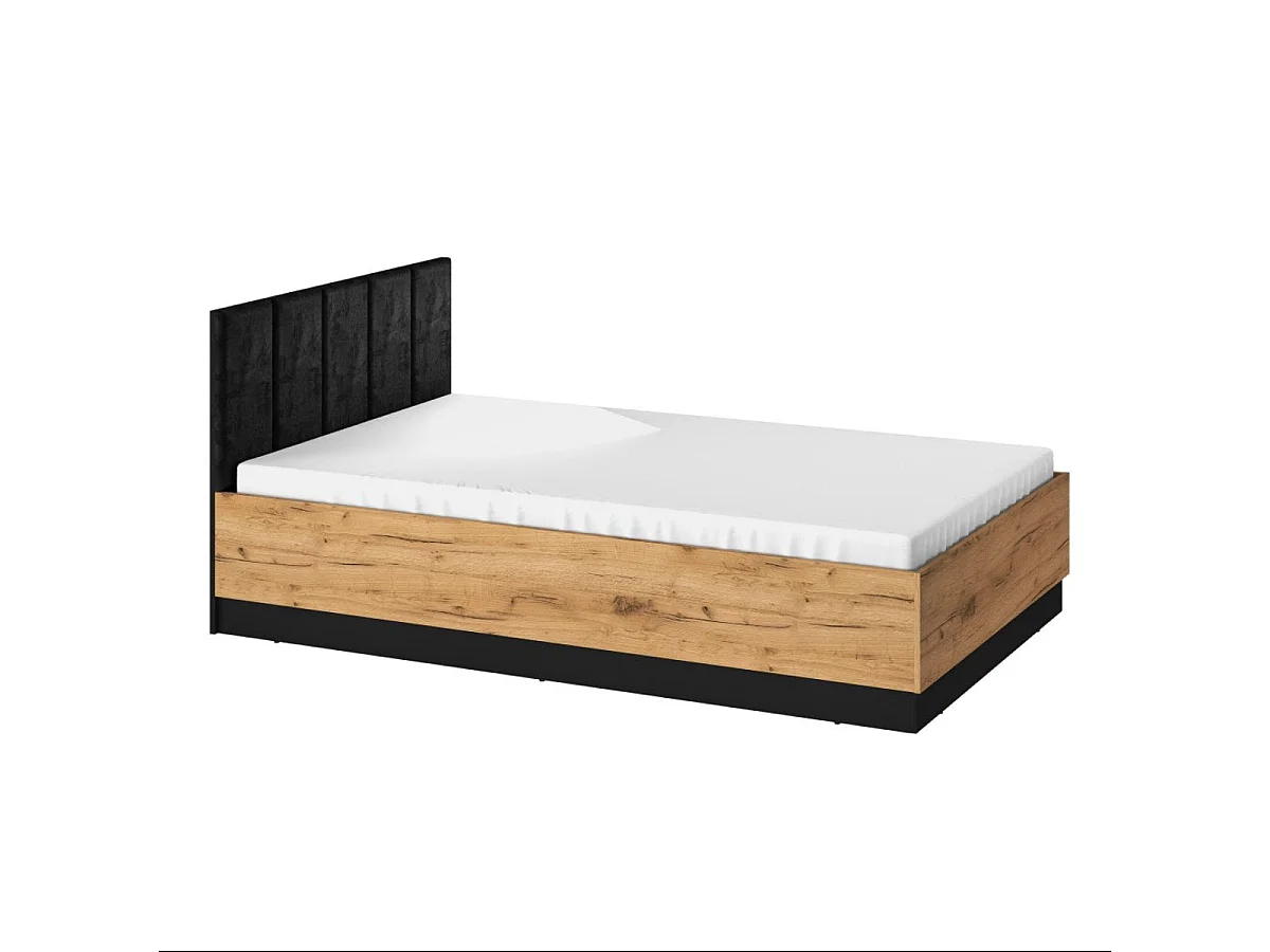 Letto contenitore 120x200 con rete inclusa Zoran Nero e Legno