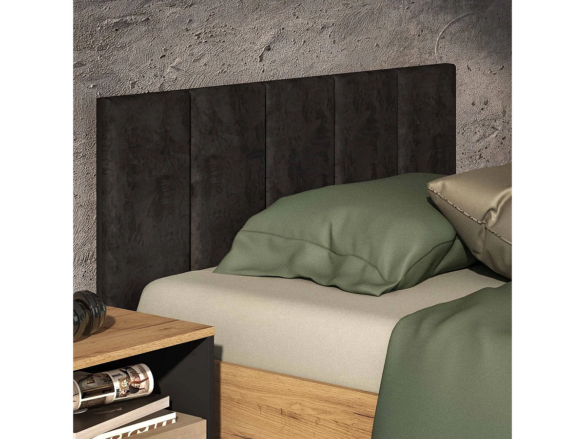 Letto contenitore 120x200 con rete inclusa Zoran Nero e Legno