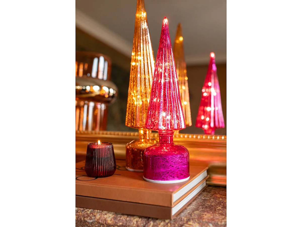 Sapin Tournant à LED "Félicie" 31cm Rose