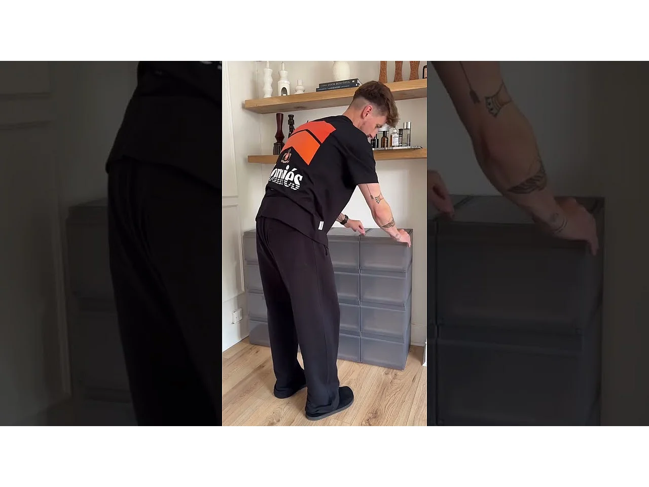 ShoeCase Premium Organizer Joseph Joseph, 2-teilig, stapelbar, widerstandsfähig, durchsichtiges Fenster, graue Farbe, leicht zu reinigen, ideal für Schuhe.