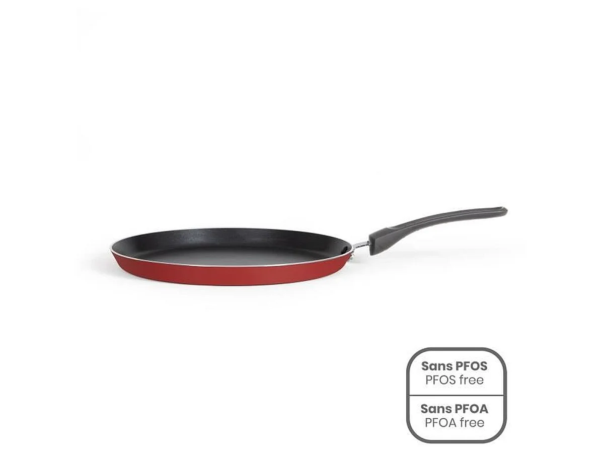 LIVOO Premier Chef 26cm Crepe Pan MEP149 - Pfanne für Pfannkuchen mit antihaftbeschichteter Induktionsbasis, Rot, Spülmaschinenfest