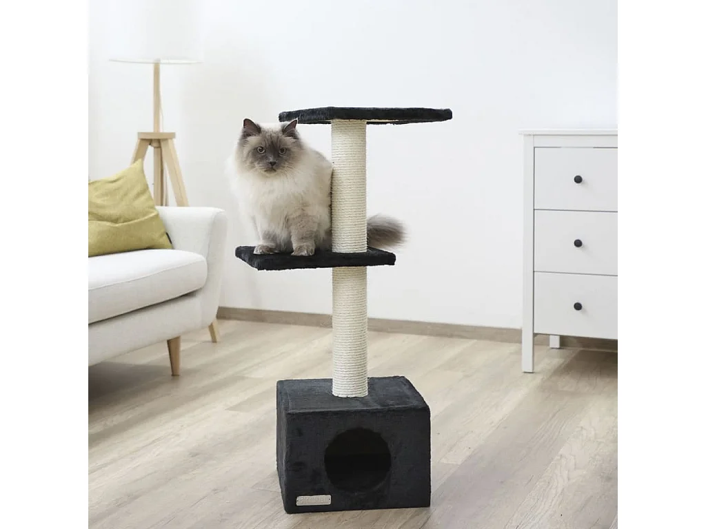 Kerbl Venus Sweet Cat Tree 85cm Zwarte Sisal Krabpaal Bedden Verstopplek