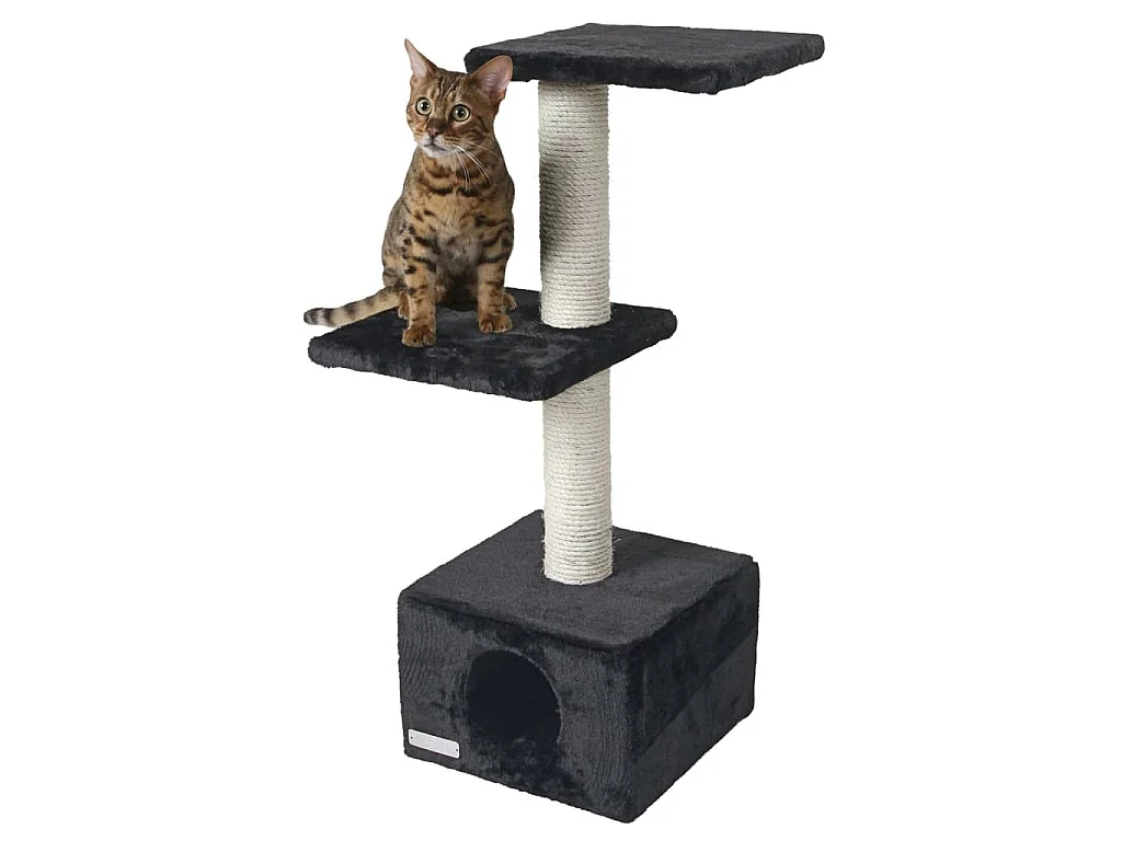 Kerbl Venus Sweet Cat Tree 85cm Zwarte Sisal Krabpaal Bedden Verstopplek