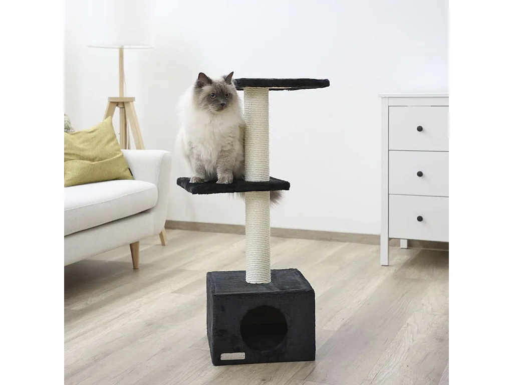 Kerbl Venus Sweet Cat Tree 85cm Zwarte Sisal Krabpaal Bedden Verstopplek