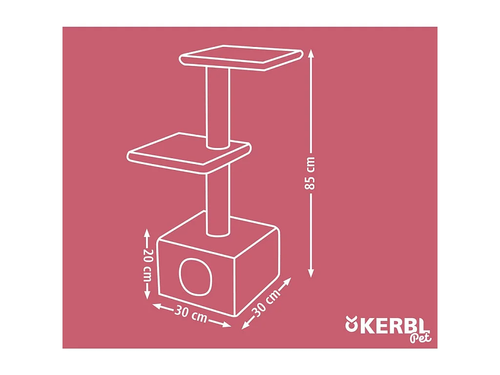 Kerbl Venus Sweet Cat Tree 85cm Zwarte Sisal Krabpaal Bedden Verstopplek