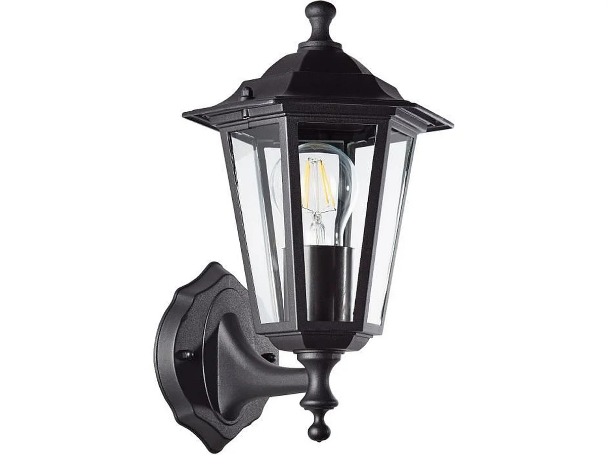 BRILLIANT Carleen Applique extérieure en métal et verre noire, culot E27 jusqu'à 60W