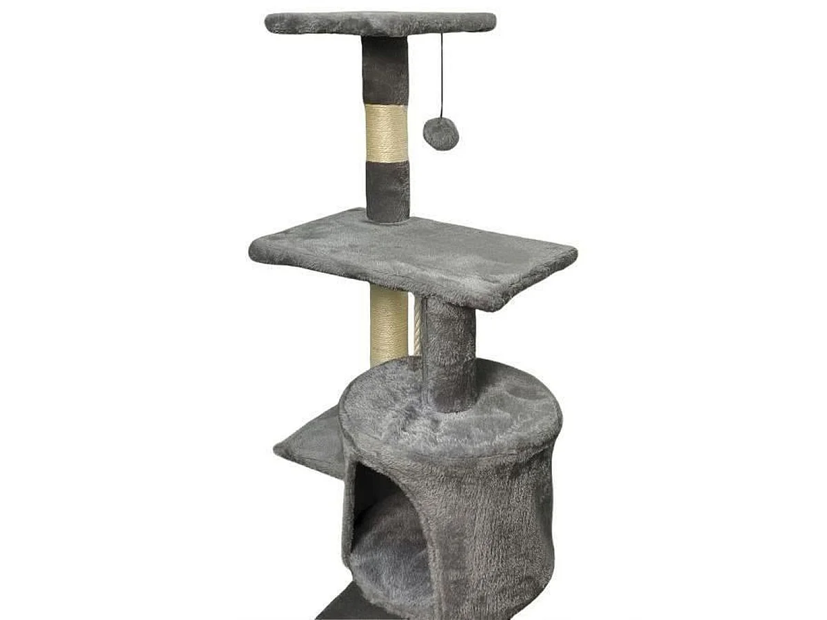 PALOMA Donkergrijze Kattenboom 40 x 40 x 110 cm - 3 Platforms, Pluche Nis, Sisal Palen, Touw