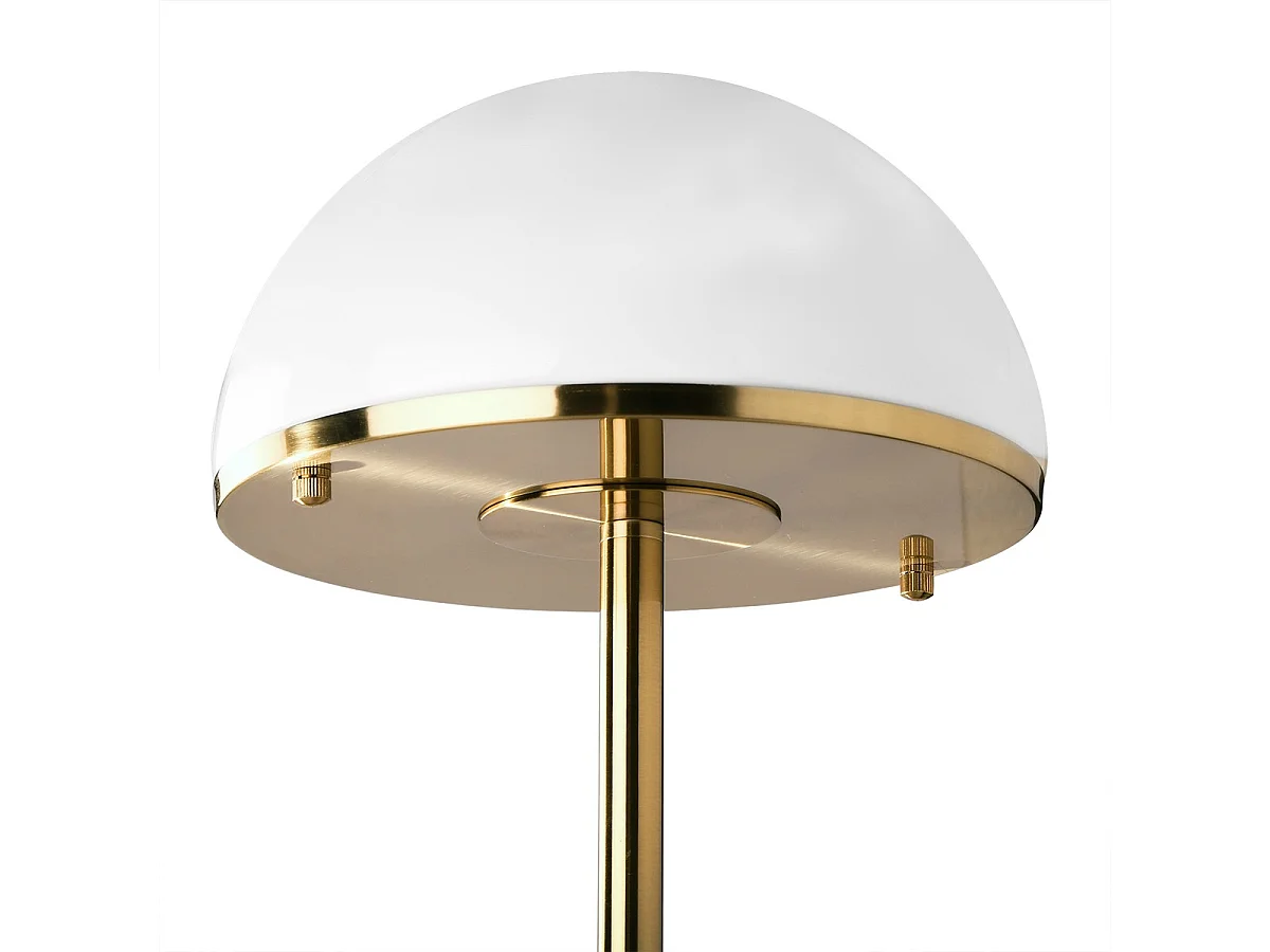 Bordlampe i forgyldt messing og hvidt glas - DOME