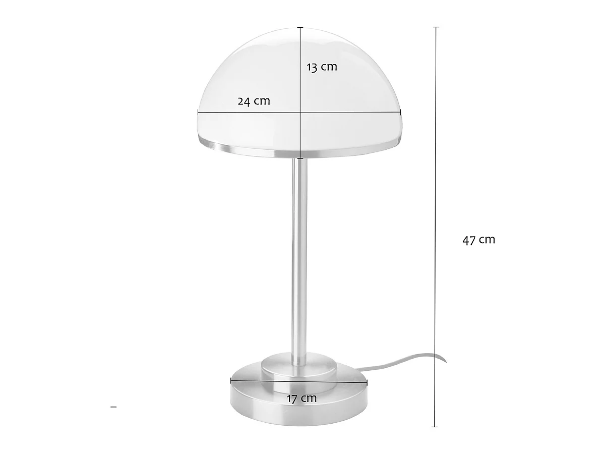 Bordlampe i forgyldt messing og hvidt glas - DOME